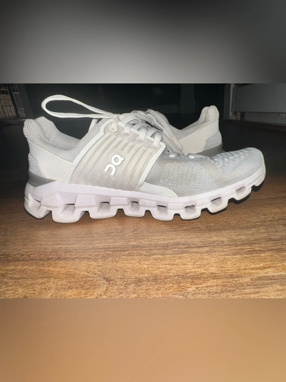 On Running Women's White and Light Gray Performance Cloud Sneakers